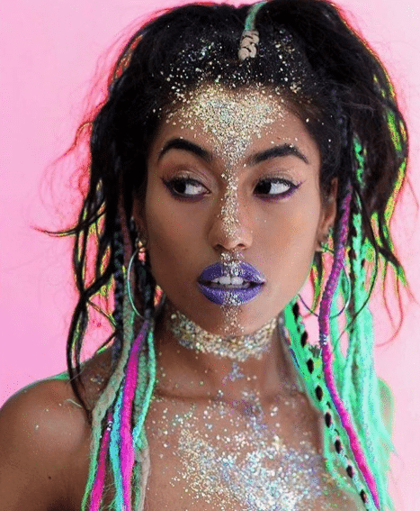 Glitter-heavy festival makeup