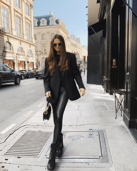 10. Leather Pants with Oversized Blazer
