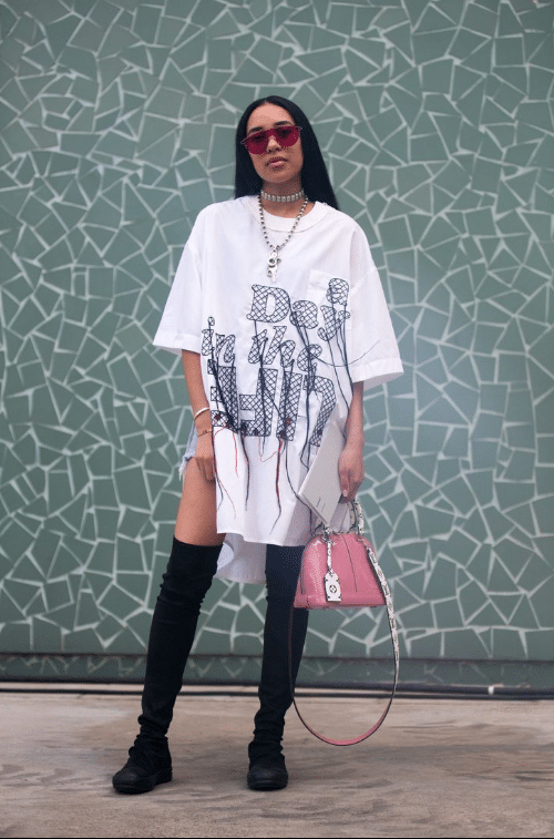 3. Oversized Tee and Boots