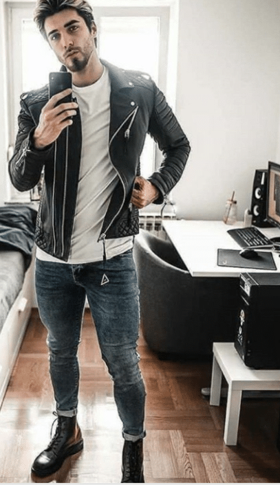 43. Faux Leather Jacket + Skinny Jeans
