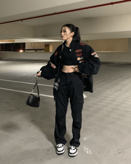 6. Black Cargo Pants and Crop Top