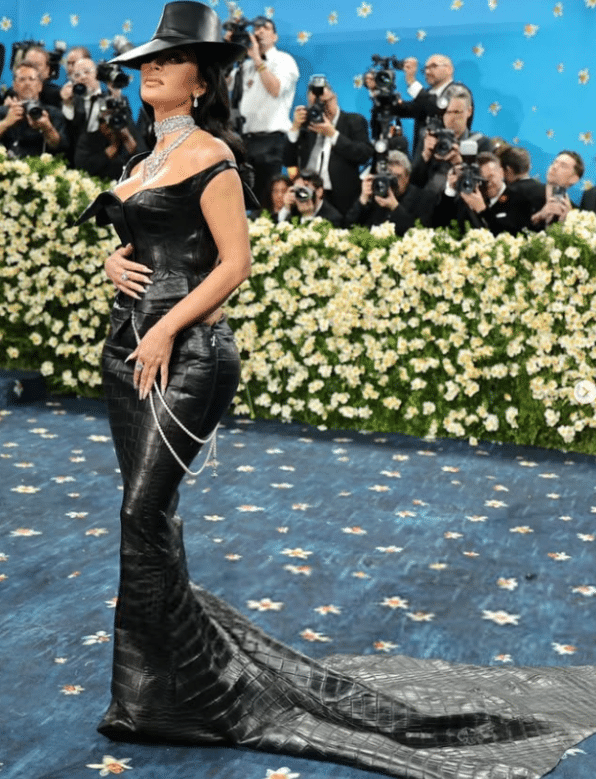Kim Kardashian's custom crocodile skin suit