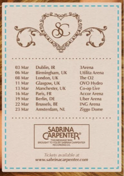 Sabrina Carpenter Tour Europe Sabrina Carpenter Tour Europe