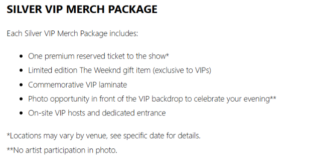 Silver VIP Packages Silver VIP Packages
